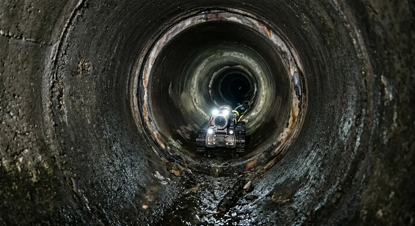 Robotic sewer camera inspecting pipe interior for Sewer Line Repair in Picture Rocks